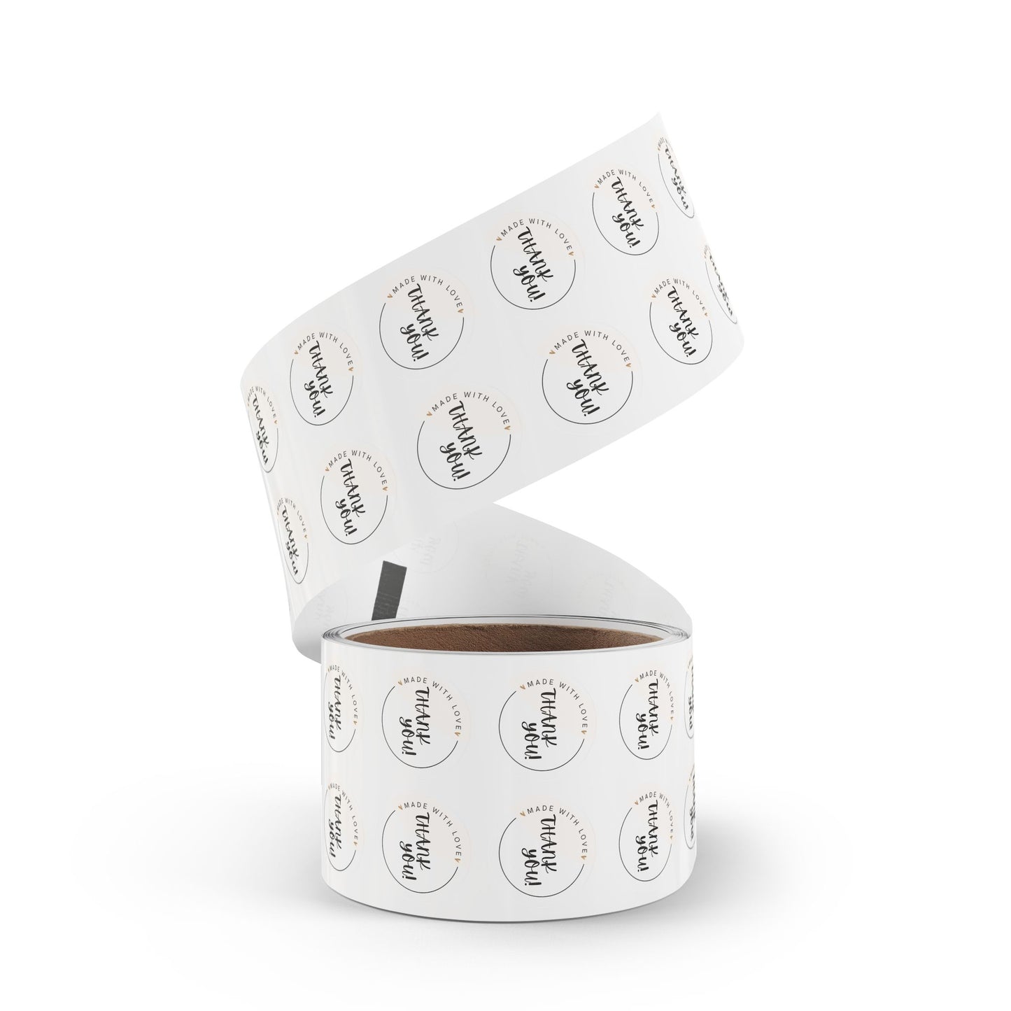 Thank You Round Sticker Rolls — 'Made With Love' Packaging Labels