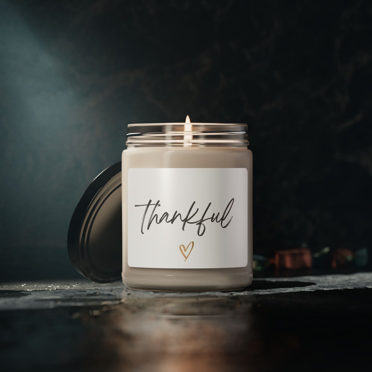 Thankful Scented Soy Candle — 9oz Aromatherapy Jar (Thankful with Heart)