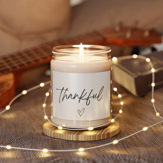 Thankful Scented Soy Candle — 9oz Aromatherapy Jar (Thankful with Heart)