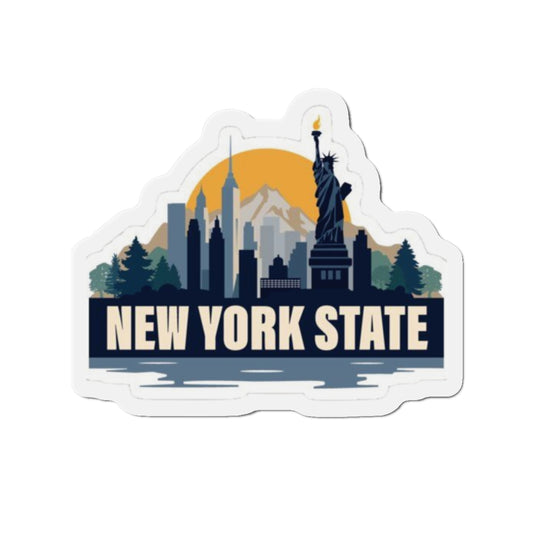 New York State Die-Cut Magnet — Skyline & Statue of Liberty Souvenir