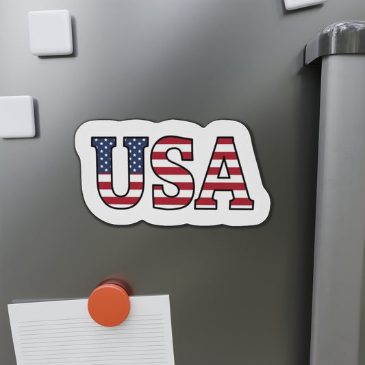 USA Flag Die-Cut Magnet — Patriotic American Refrigerator Sticker