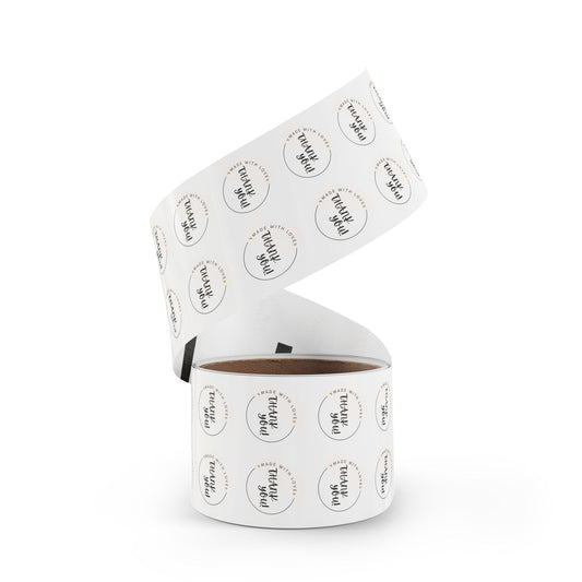 Thank You Round Sticker Rolls — 'Made With Love' Packaging Labels